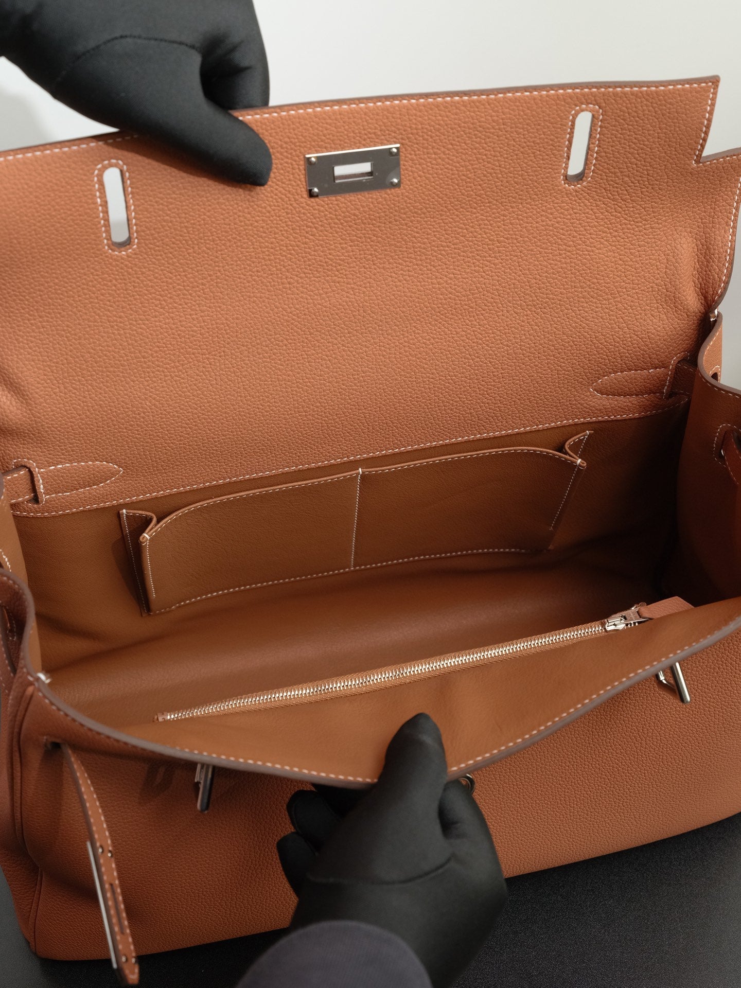 HM Kelly Max Bag 42cm Tan Brown Togo Leather 284501