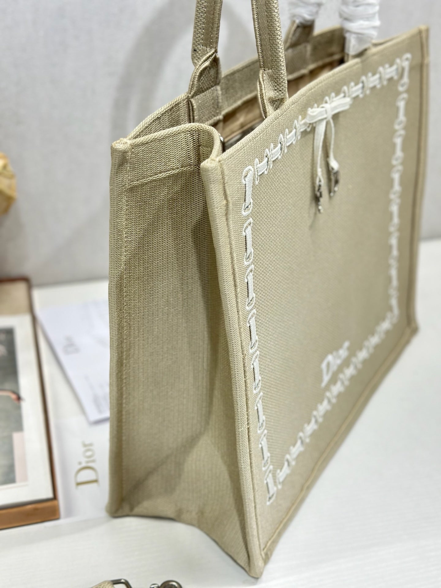 Dior 2026 Book Tote Bag Beige mix White Canvas 290893