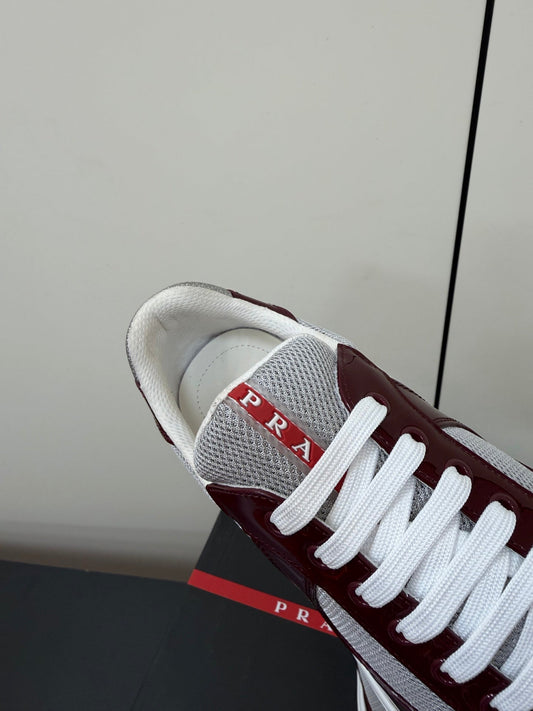PRA 26S Casual Sneakers Burgundy Gray Patent Leather 618919