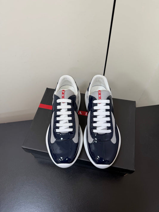 PRA 26S Casual Sneakers Gray Dark Blue Patent Leather 618929