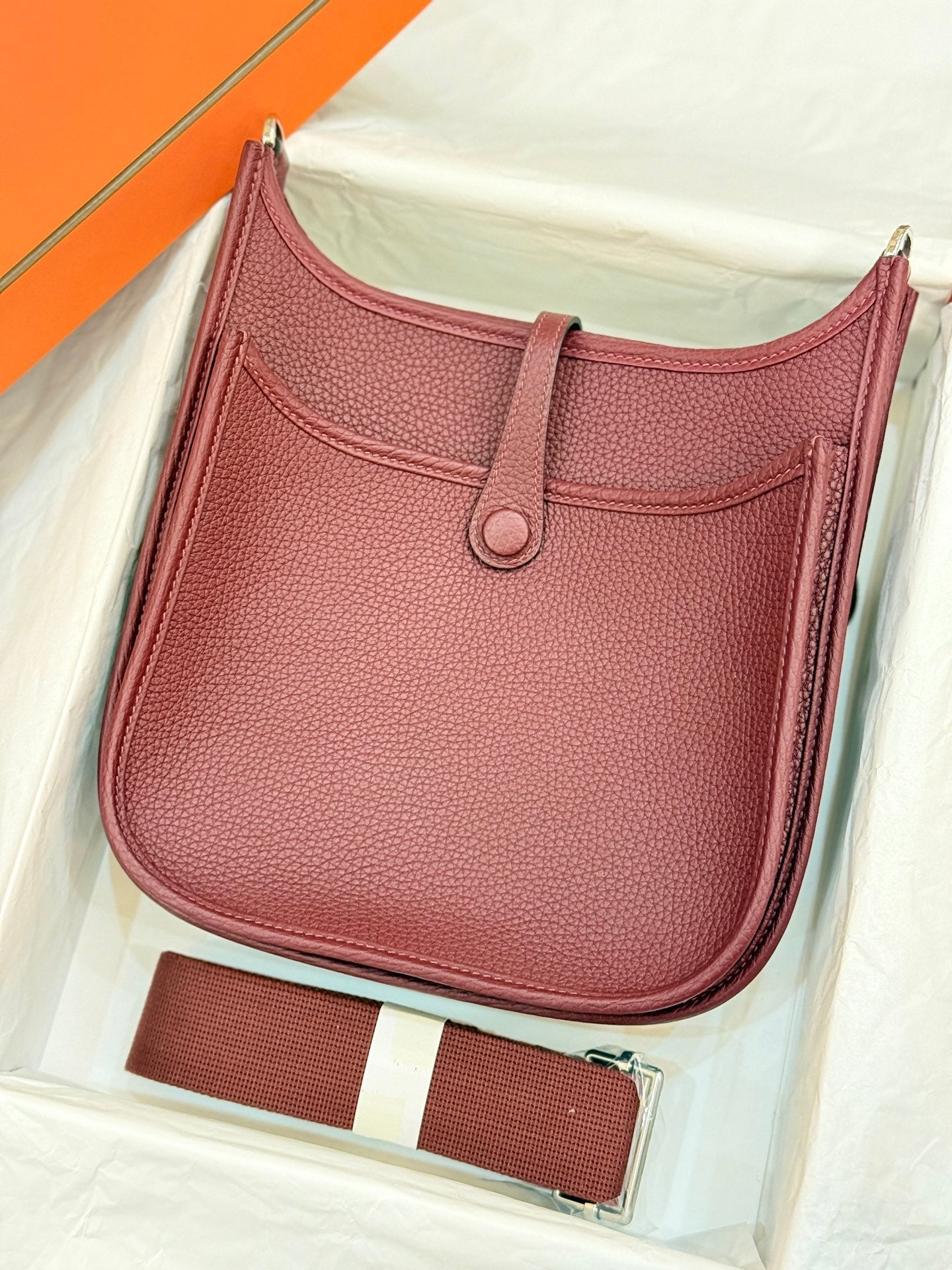 HM Evelyne 23cm Bordeaux Wine Red Togo Leather 281212