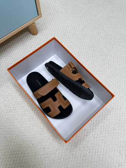 HM Chypre Sandal Hemming Brown Black Cowhide 618588