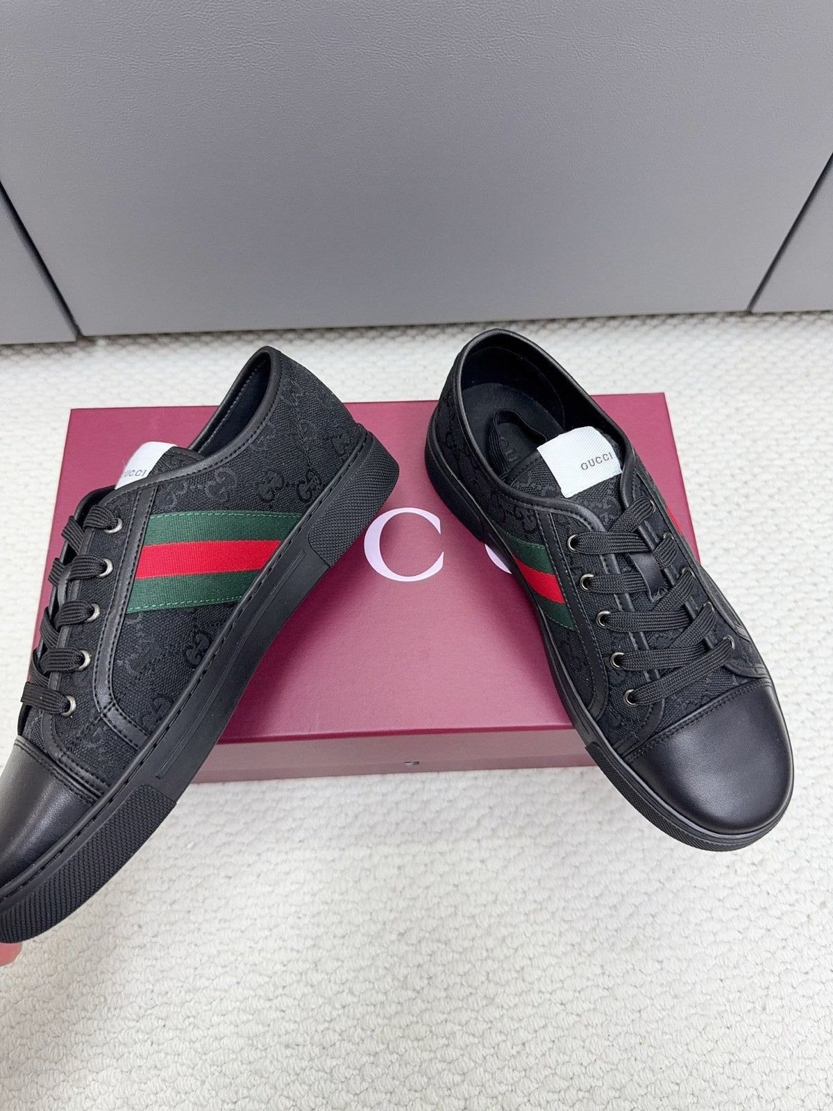 GG Tennis 1977 Sneakers Black Canvas Leather 788207