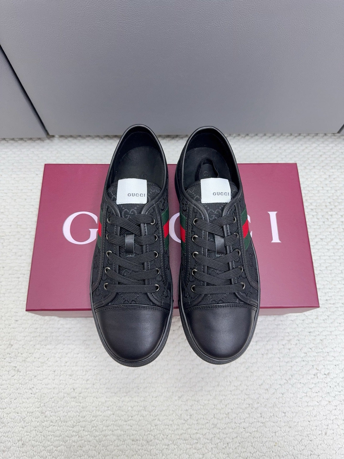 GG Tennis 1977 Sneakers Black Canvas Leather 788207