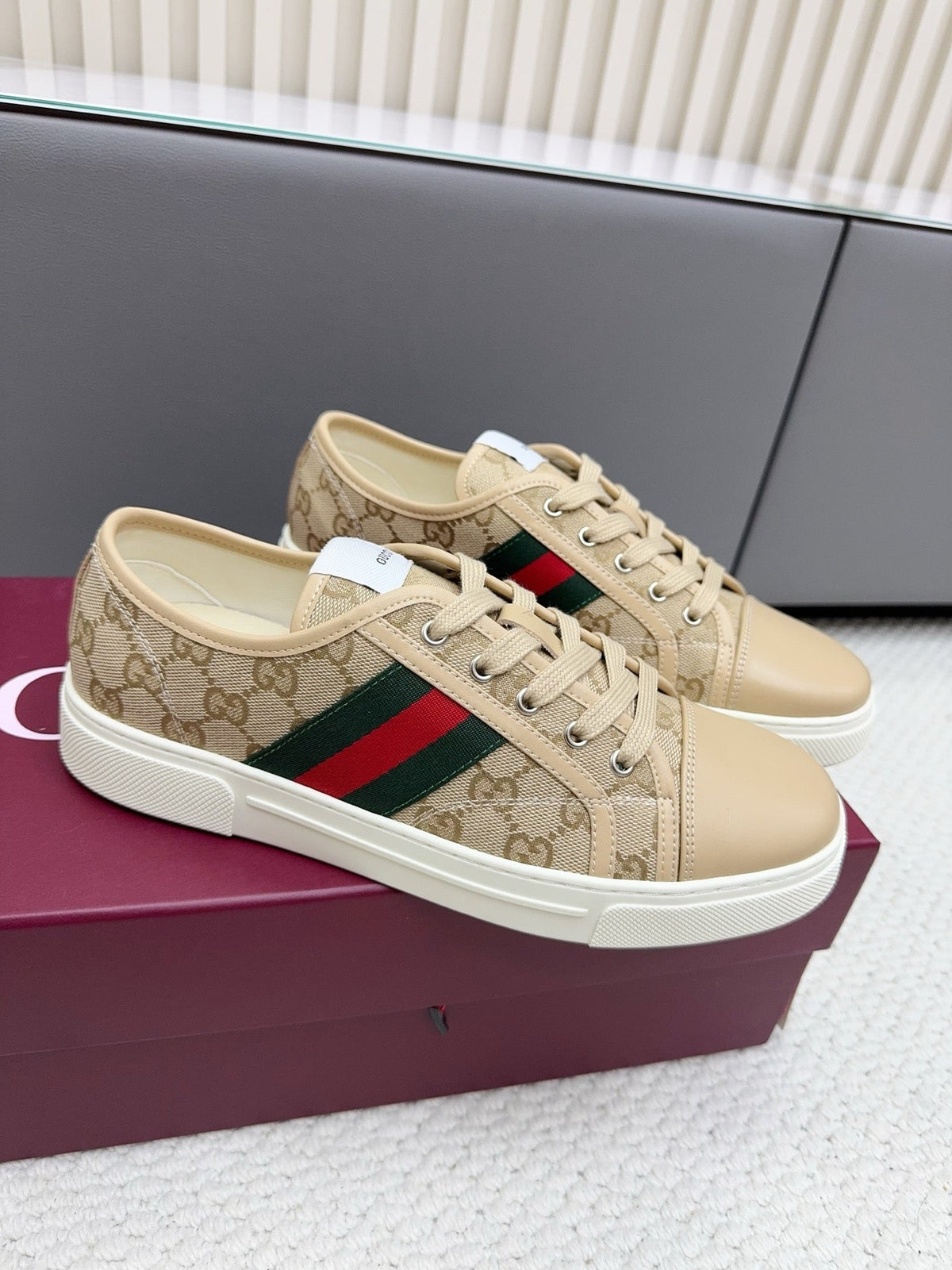 GG Tennis 1977 Sneakers Beige Canvas Leather 788209