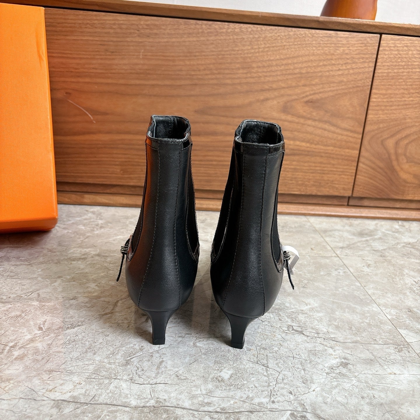 HM Lolita 40 Ankle Boot Black Nappa Leather 541282