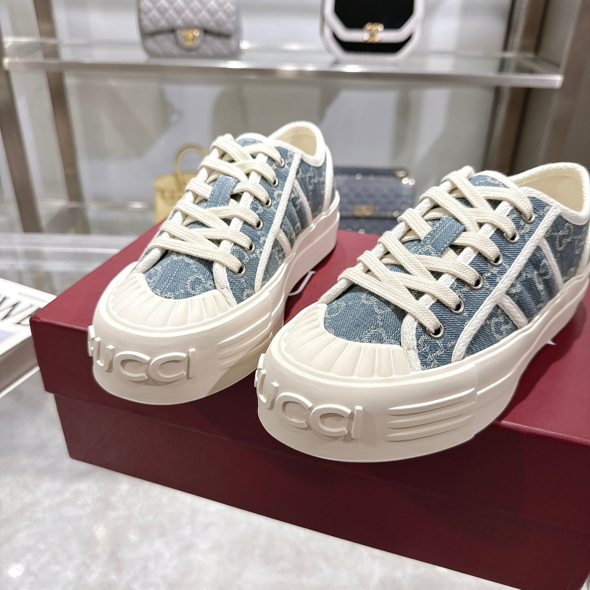GG Chunky Sneaker 35mm Light Blue Denim 457447
