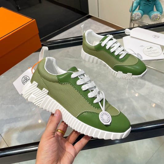 HM Bouncing Sneakers Green Mesh and Sport Goatskin 531342