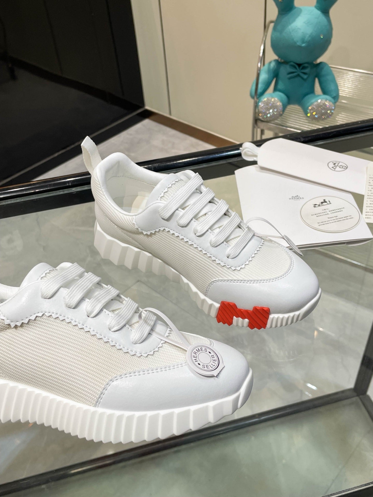 HM Bouncing Sneakers White Mesh and Sport Goatskin 531348