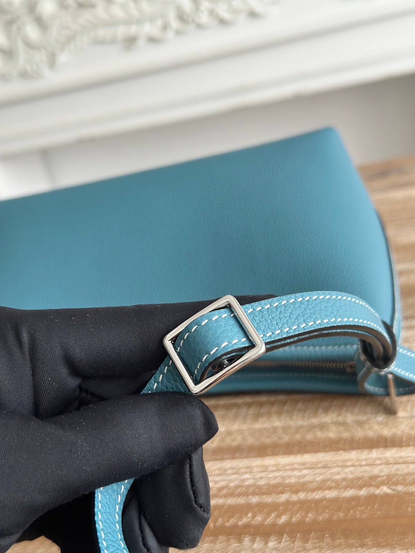 HM Berlingot Shoulder Bag Teal Blue Epsom Leather 270323
