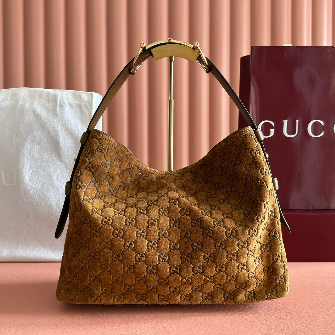 Gucci 2026 Beatrix Bag 35cm Caramel Brown Suede 273720