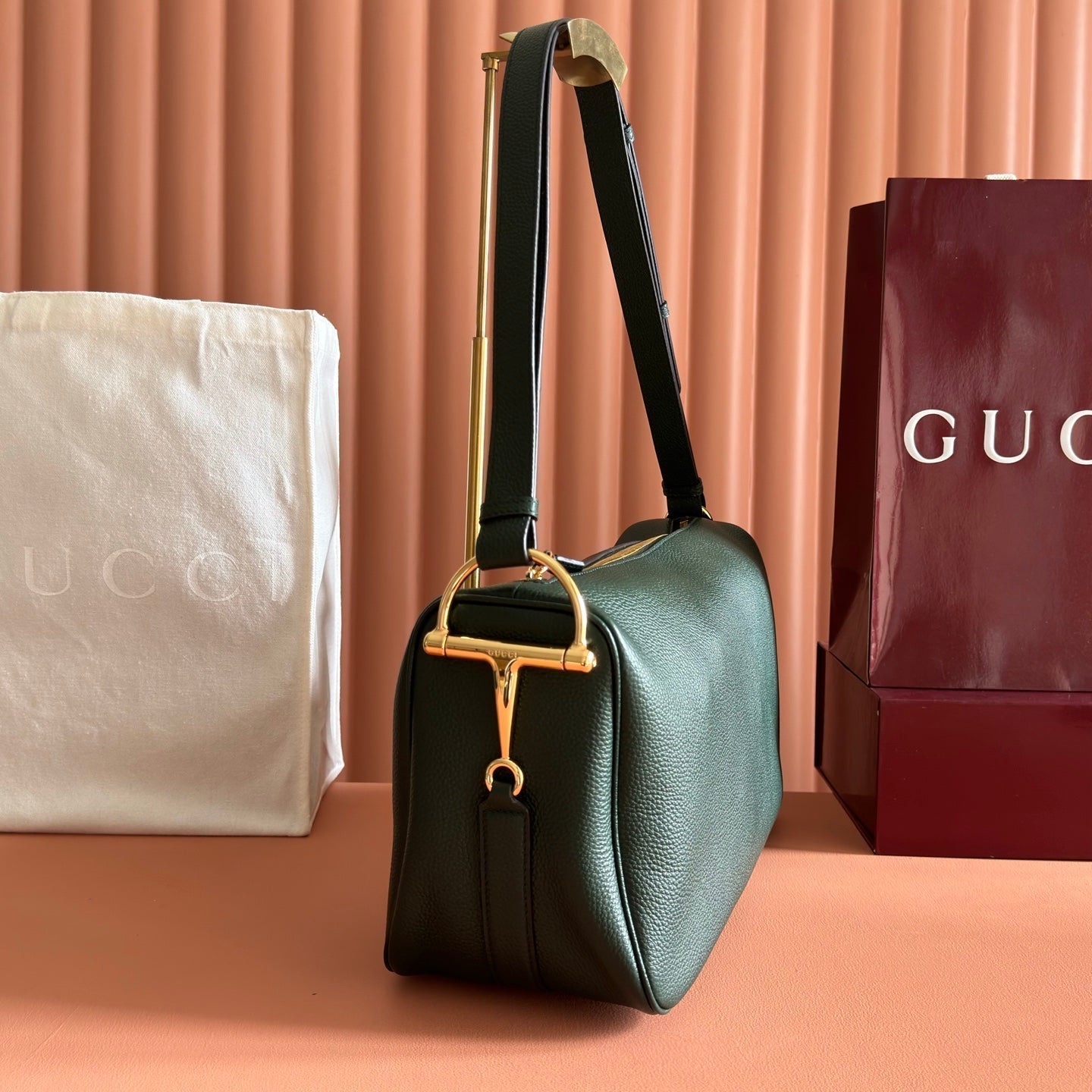 Gucci 2026 Half Horsebit Bag 31.5cm Green Cowhide 277268