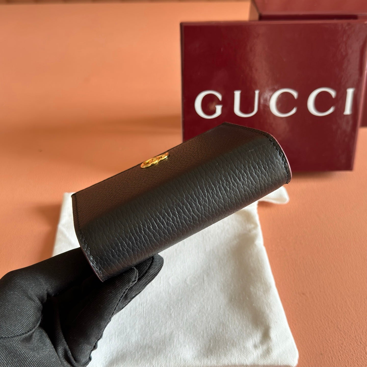 Gucci 2026 GG Marmont Bi-fold Wallet Black Red Leather 280859