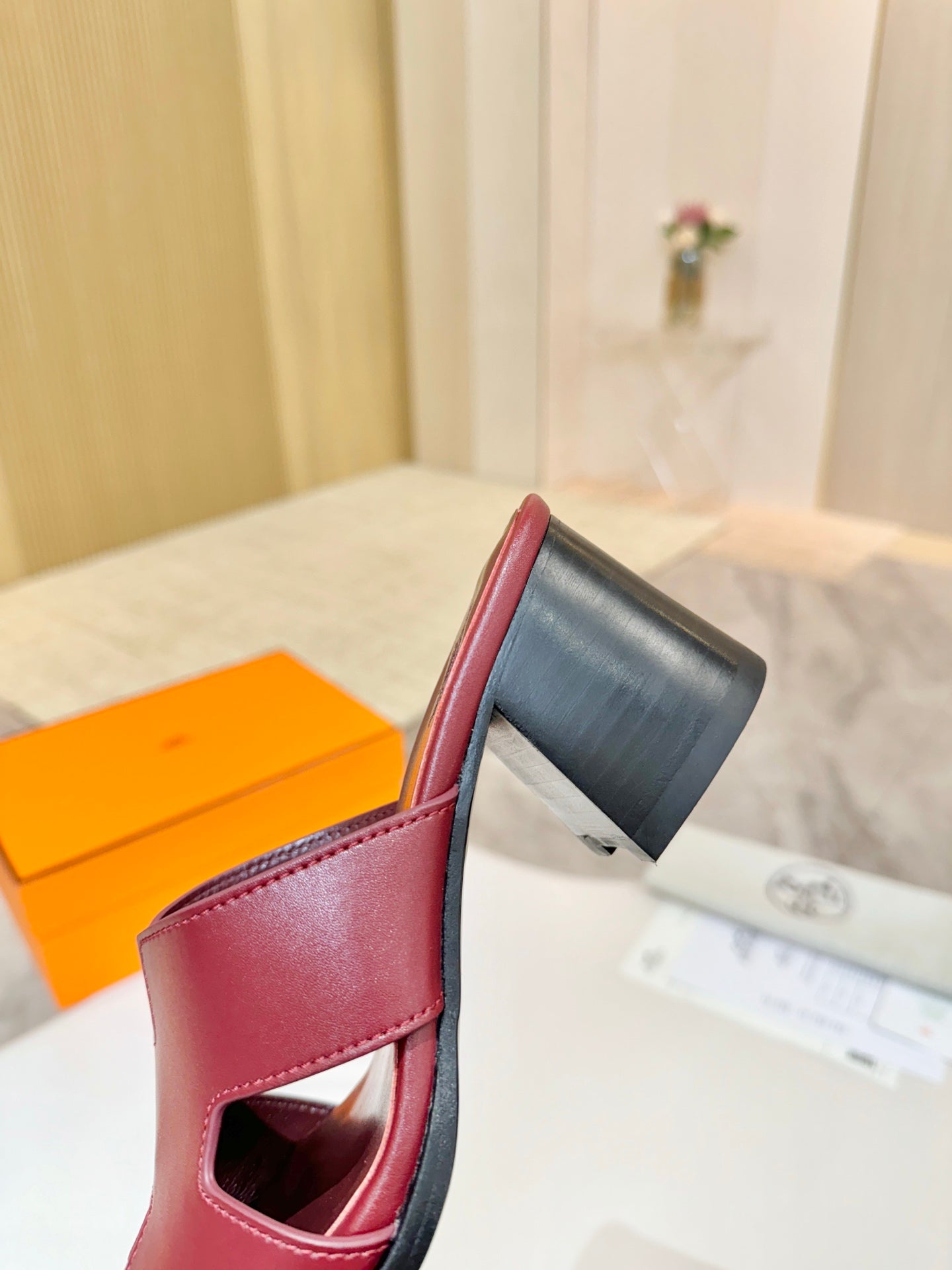 HM 26s Helia Sandal 70mm In Dark Red Calfskin