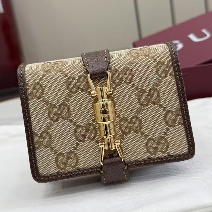 Gucci 2026 Jackie Wallet 11cm Brown Canvas Leather