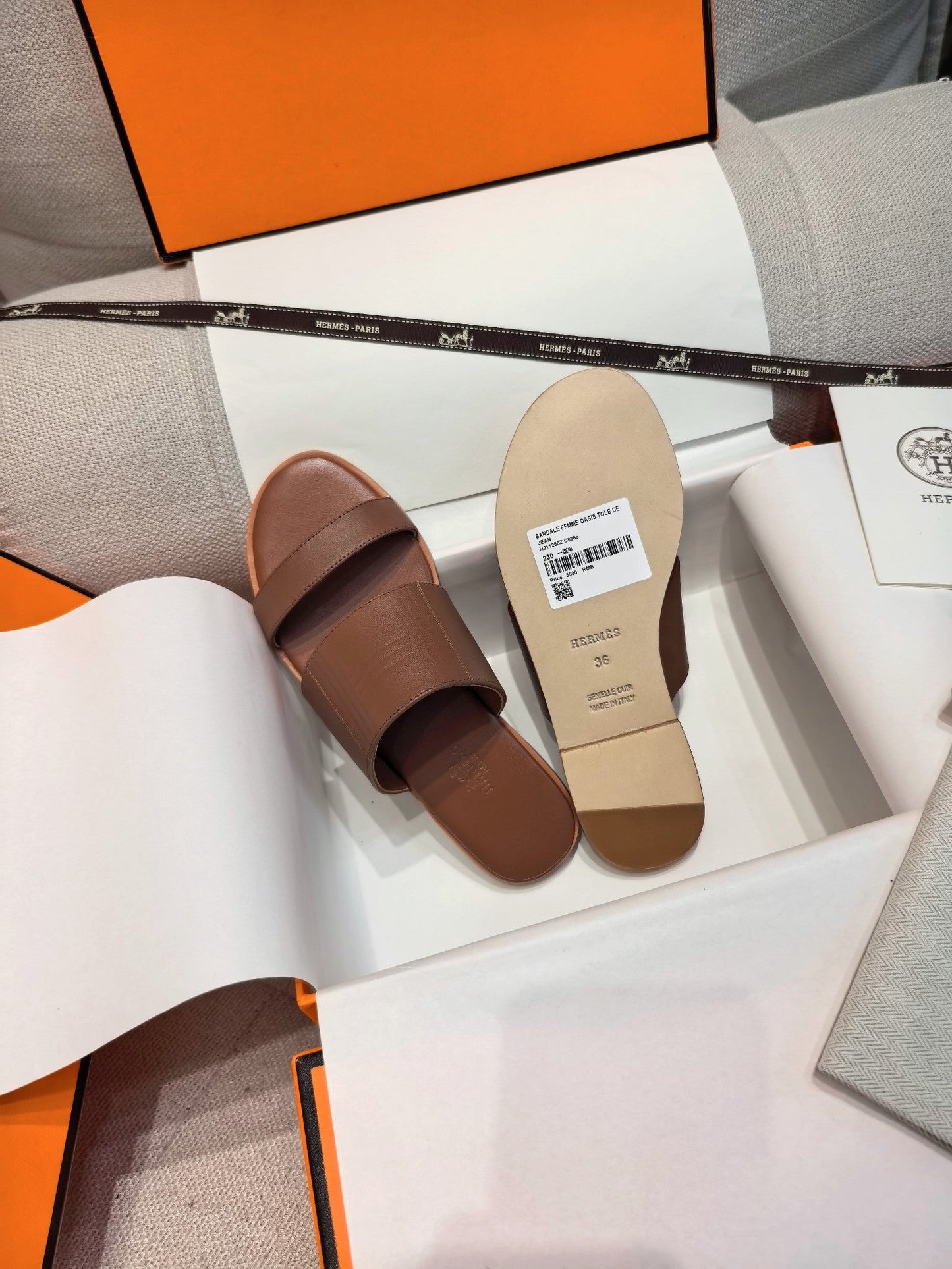 HM Mona Sandals Coffee Leather 799036