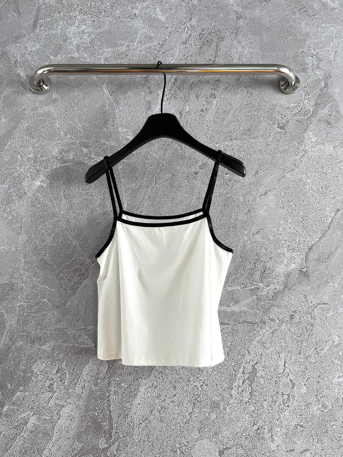 Celine 25 Beaded Camisole White and Black Cotton