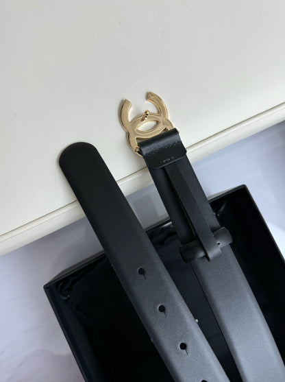 CHANEL BELT 30MM IN BLACK SMOOTH CALFSKIN GOLD HARDWARE ATTACH RHINSTONES