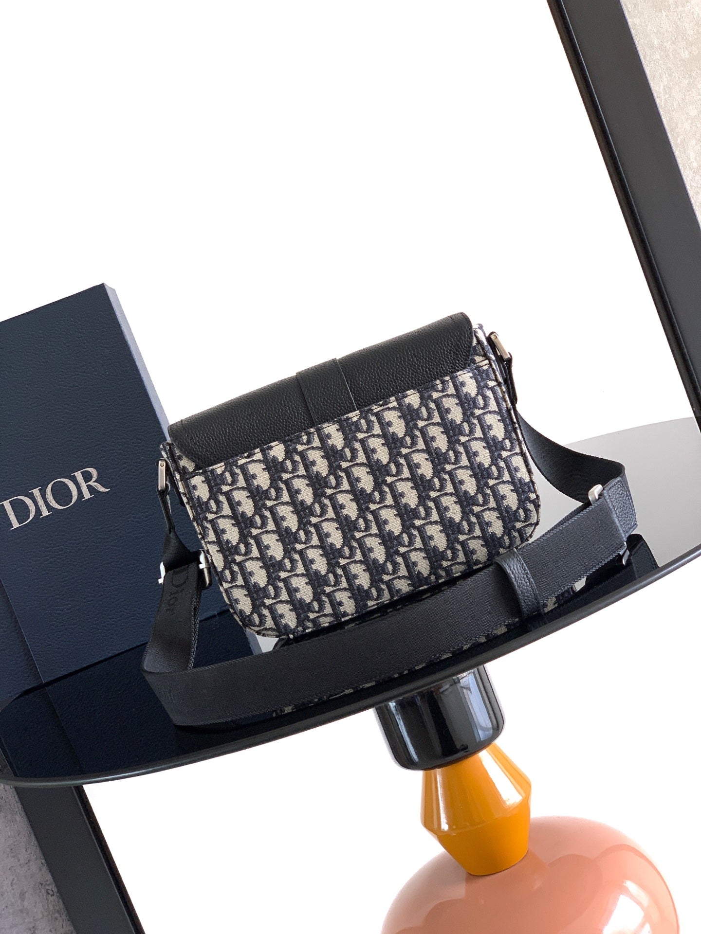 Dior 2026 Heritage Saddle Flap Messenger Bag 23cm Fabric Leather