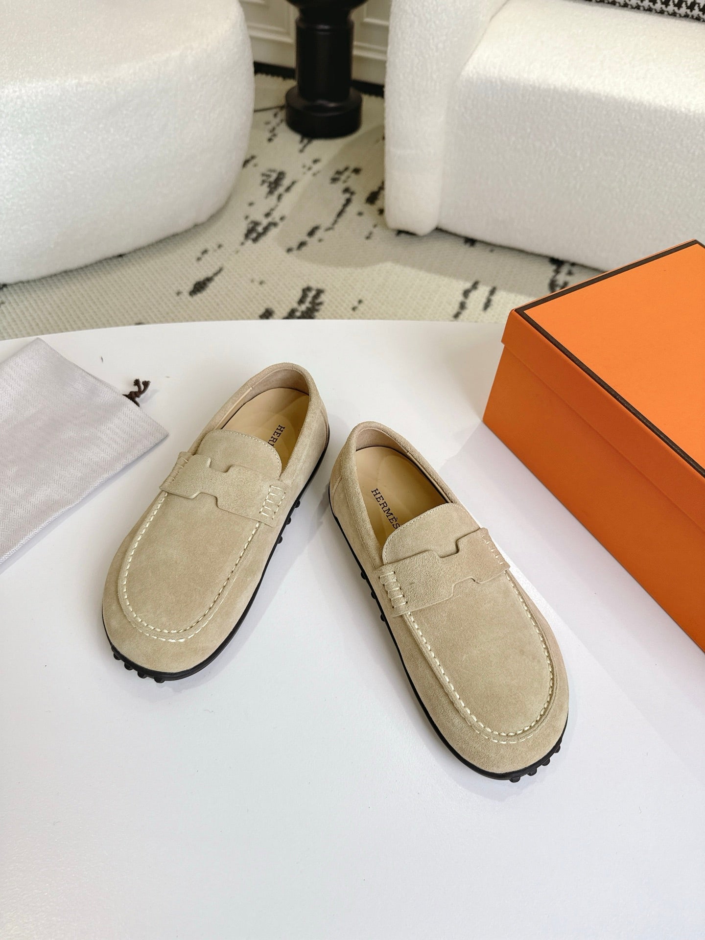 HM Lazy Loafers Light Taupe Suede 523335
