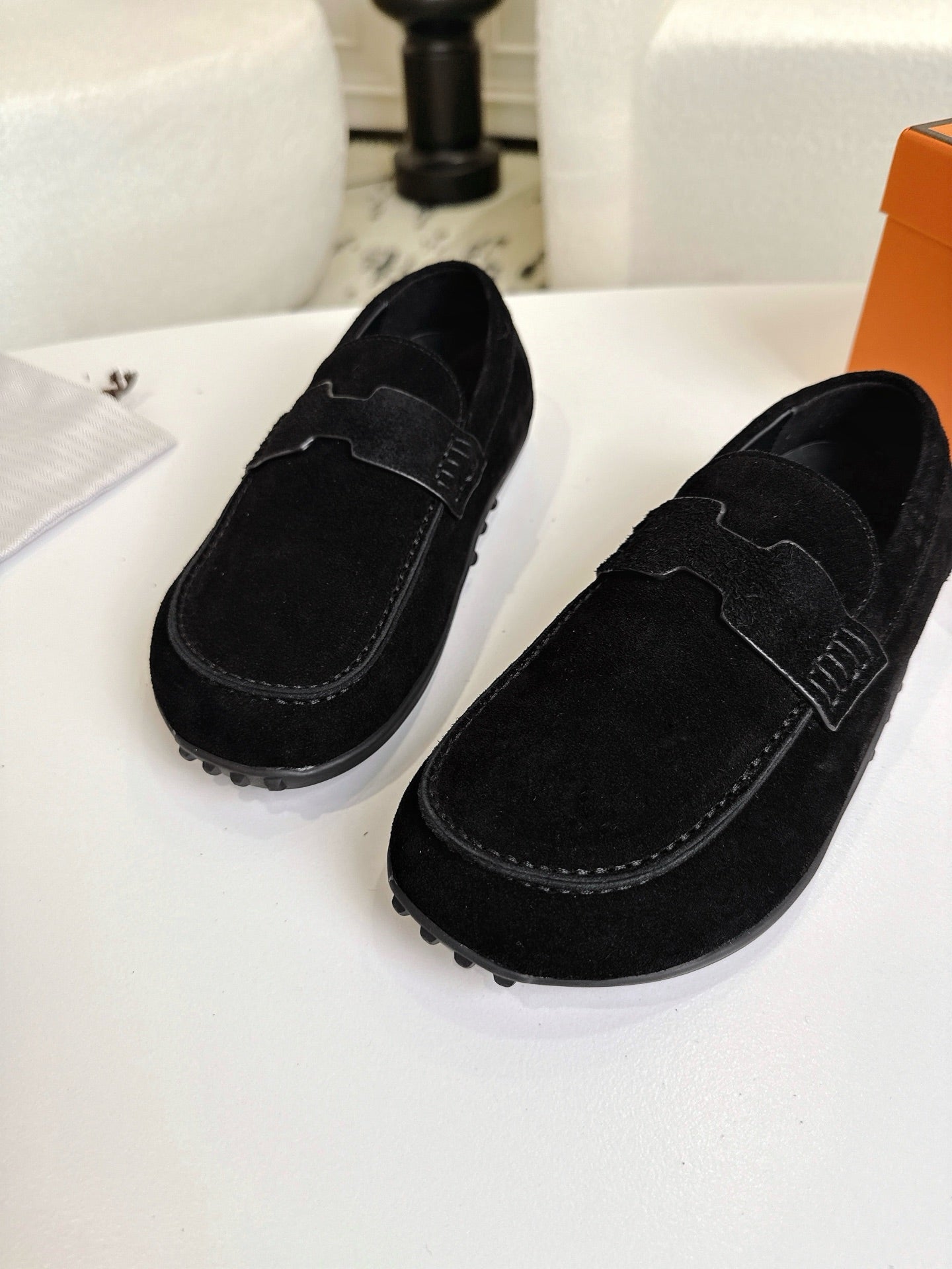 HM Lazy Loafers Black Suede 523337