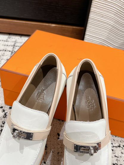 HM Destin Loafer In White Glossy Calfskin 118794