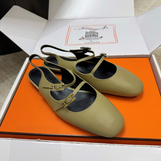 HM Mila Slingback Olive Green Sheepskin 621383