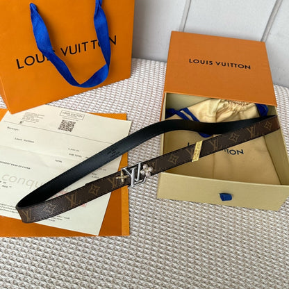 LOUIS VUITTON LV GRAM 20 MM REVERSIBLE BELT BROWN MONOGRAM CALFSKIN SILVER HARDWARE
