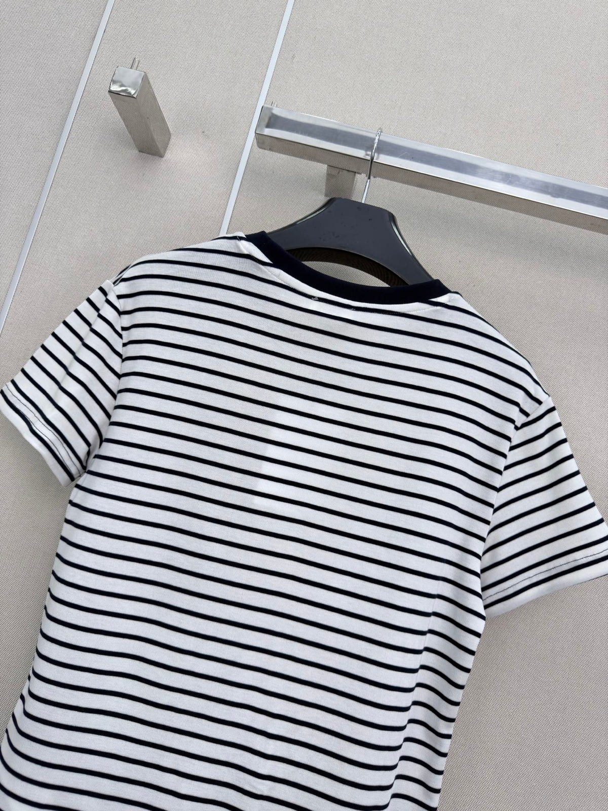 Celine T-Shirt In White And Black Stripes Polyester Fiber