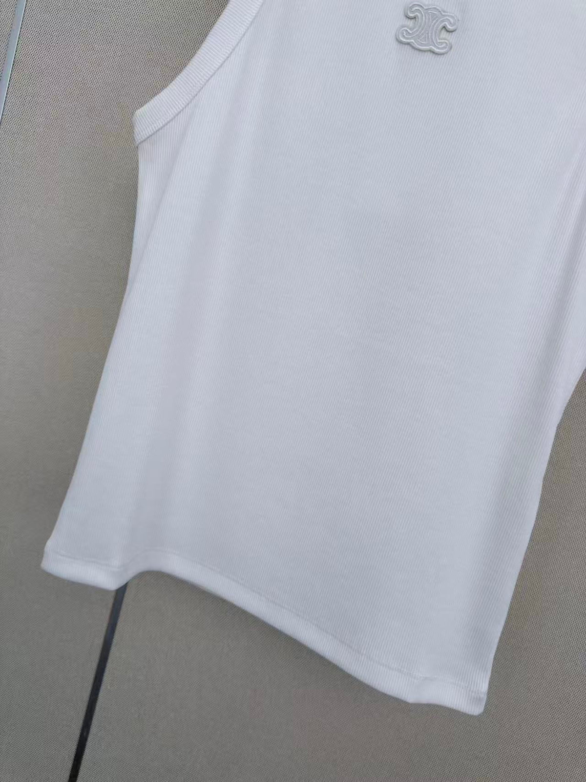 Celine Triomphe Vest Top White Cotton 379647