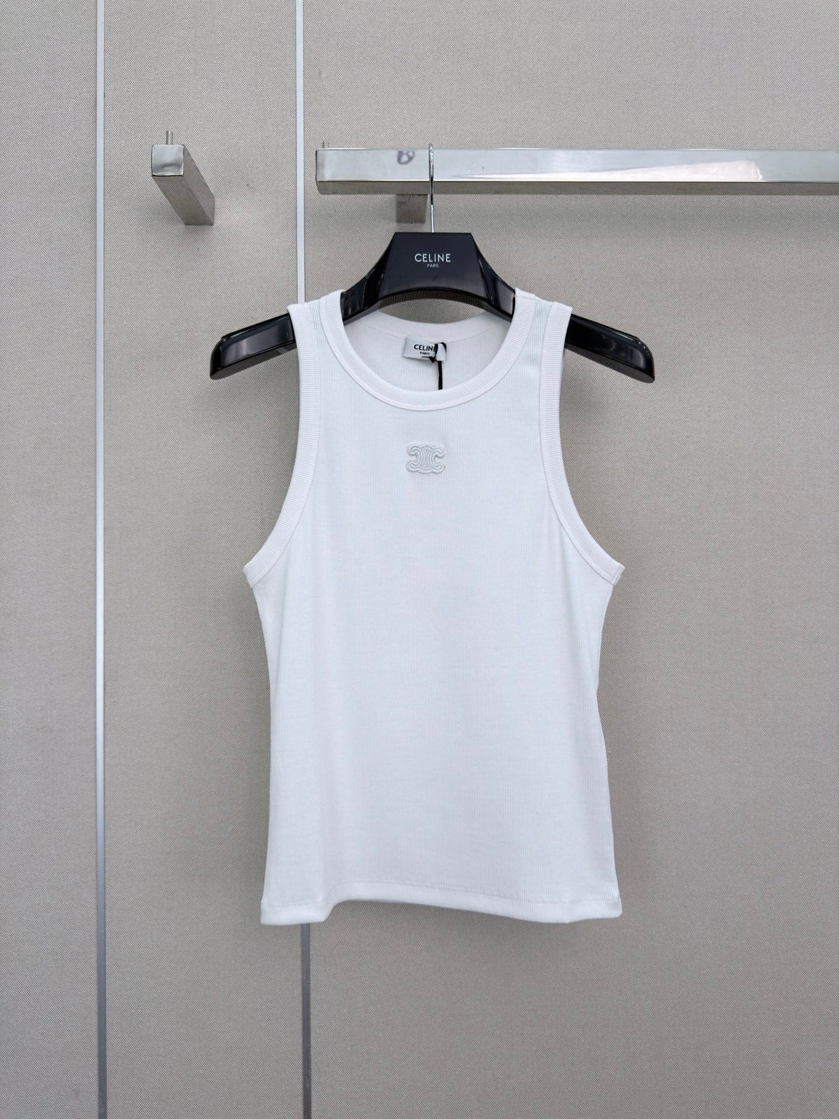 Celine Triomphe Vest Top White Cotton 379647