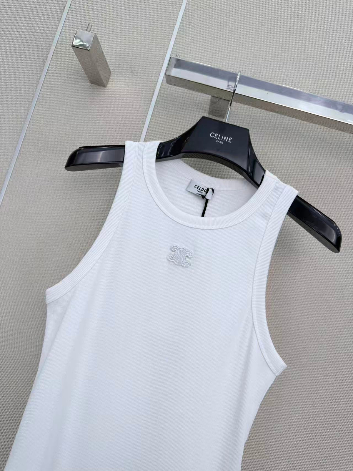 Celine Triomphe Vest Top White Cotton 379647