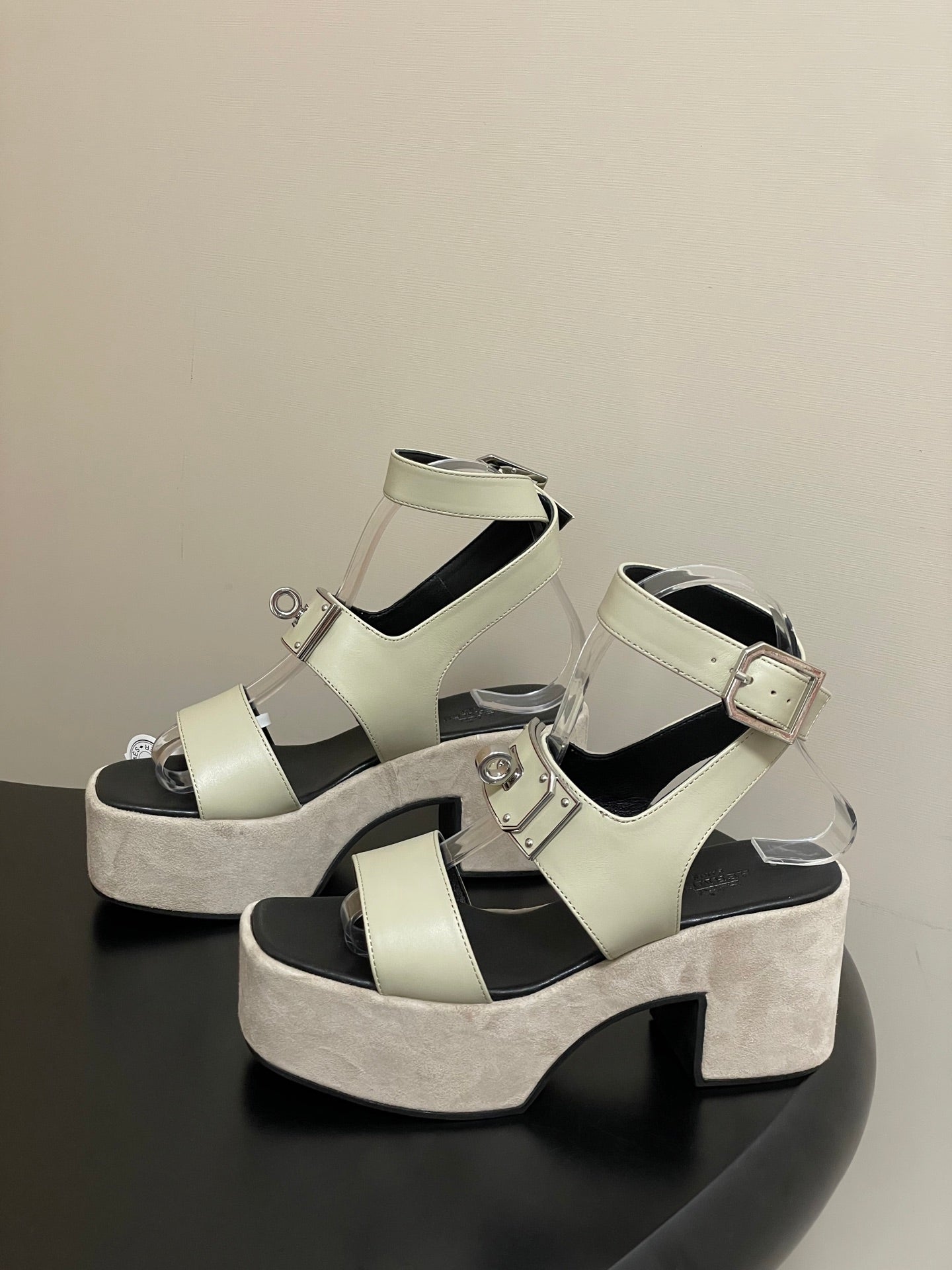 HM Lola 35 Heeled Sandals Taupe Goatskin 534764