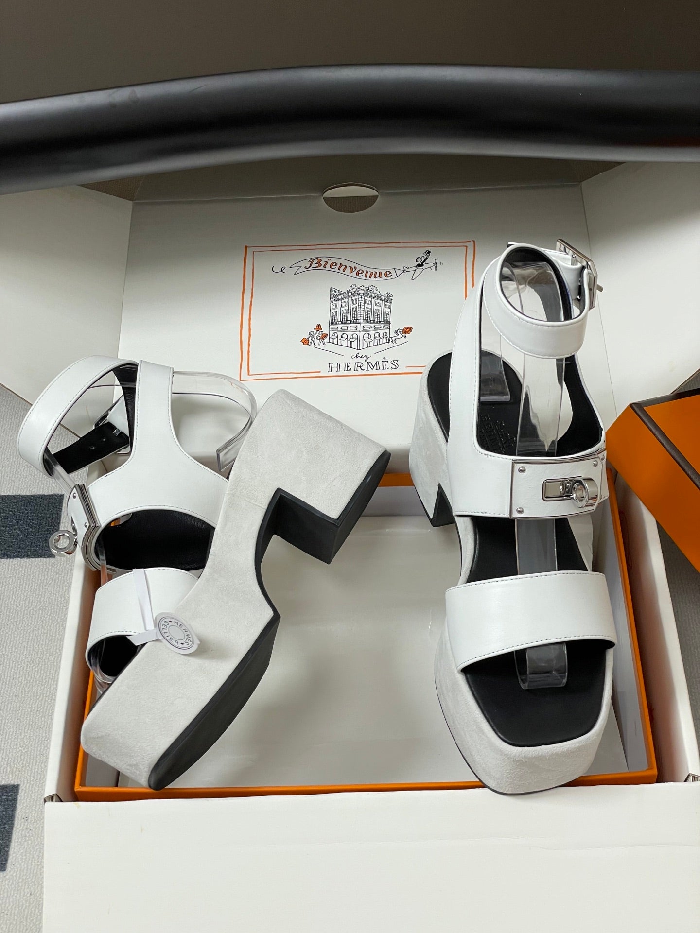 HM Lola 35 Heeled Sandals White Goatskin 534766