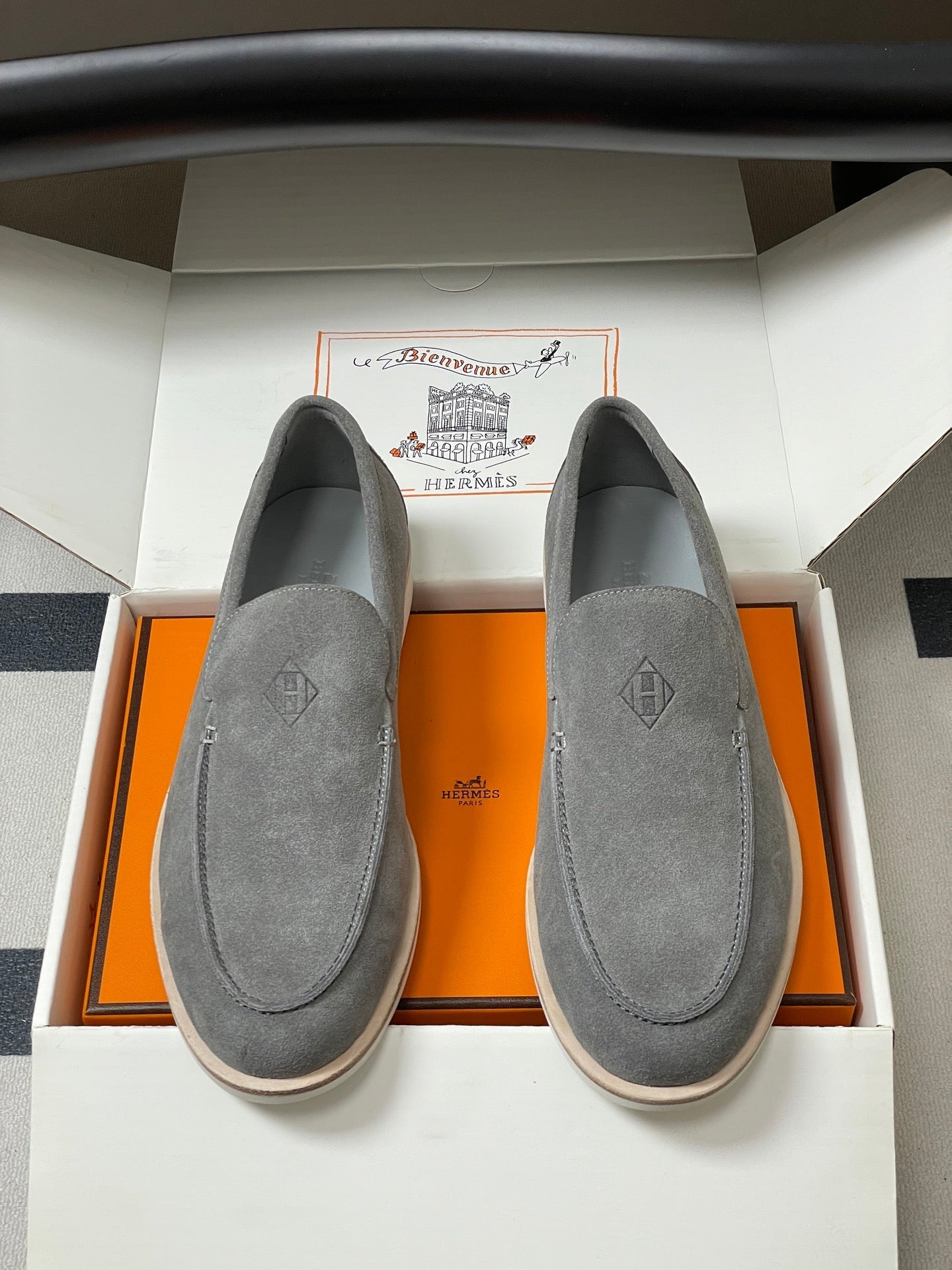 HM Low Loafers Grey Suede 593665