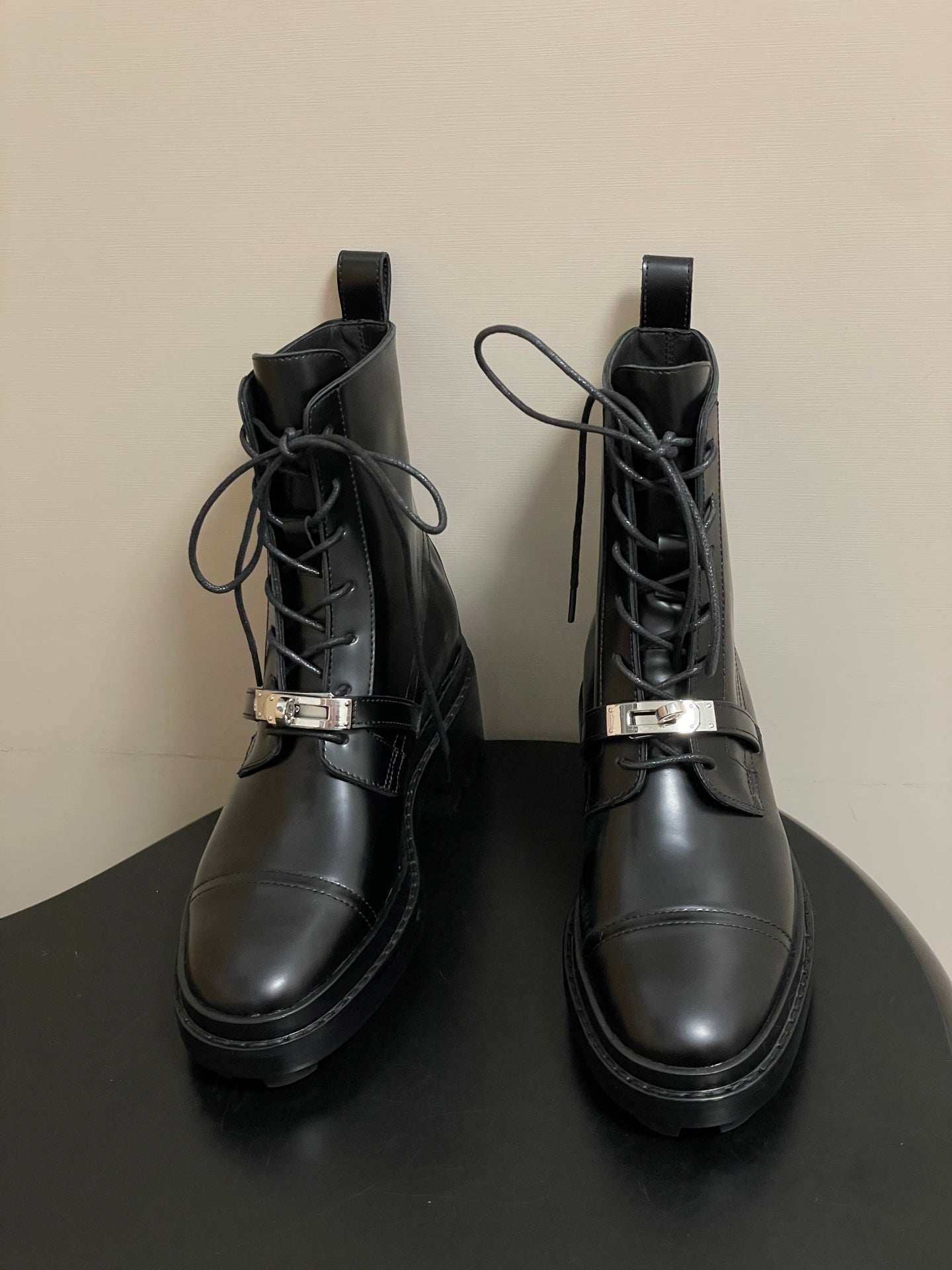 HM First Oxford Ankle Boots 5cm Black Sheepskin 594334