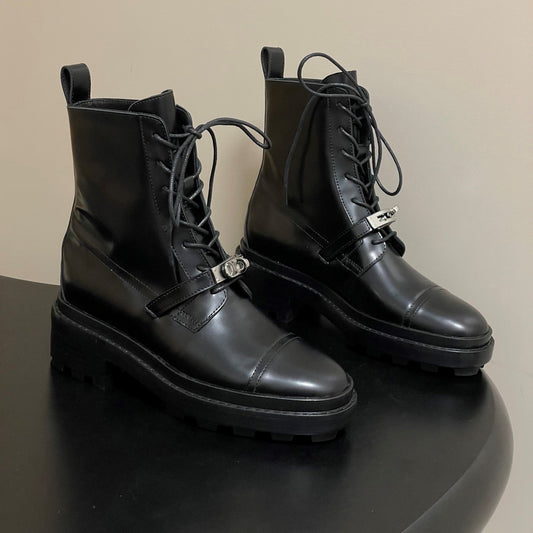 HM First Oxford Ankle Boots 5cm Black Sheepskin 594334