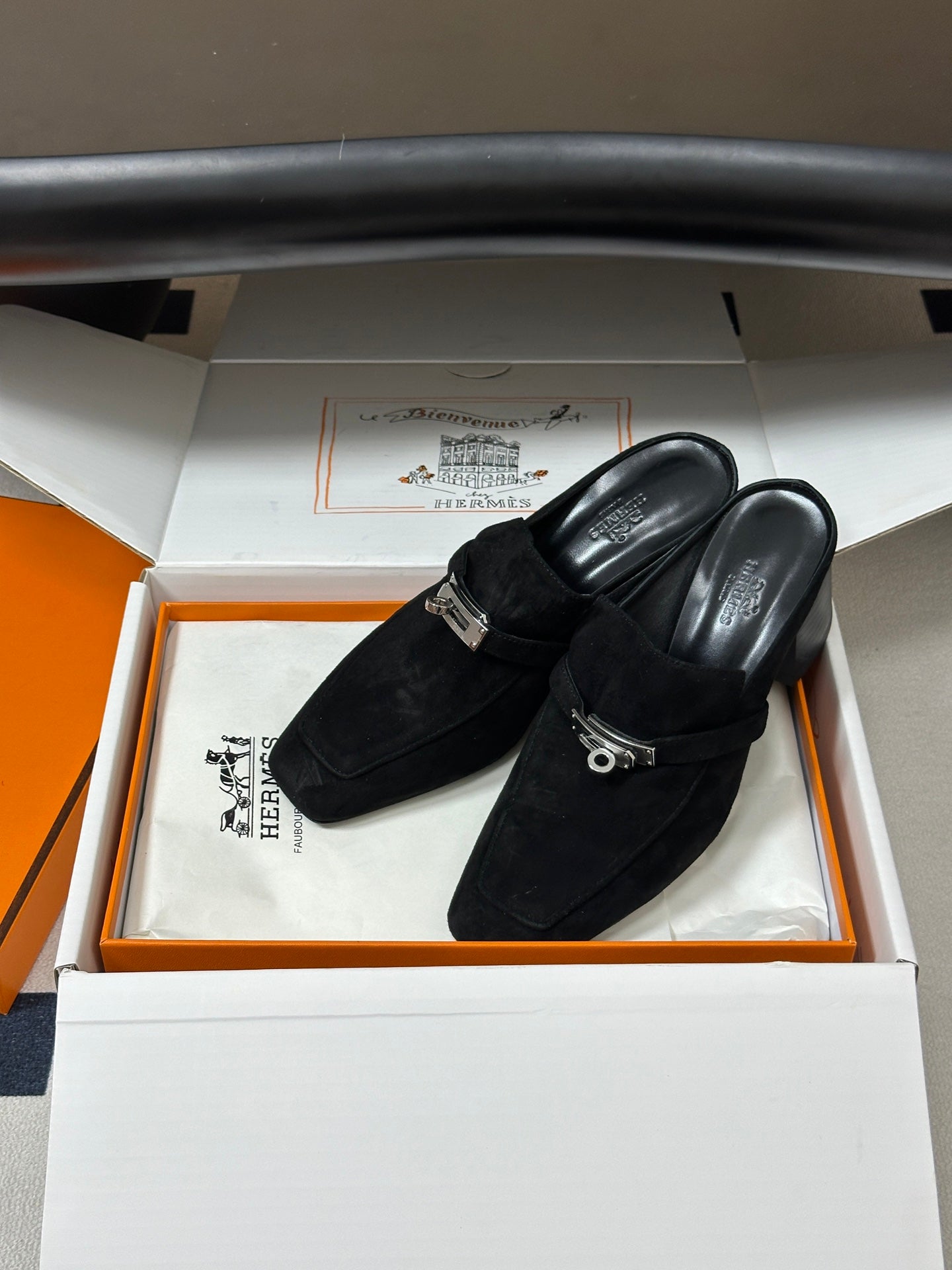 HM Blossom Mule 65mm Black Suede 902906