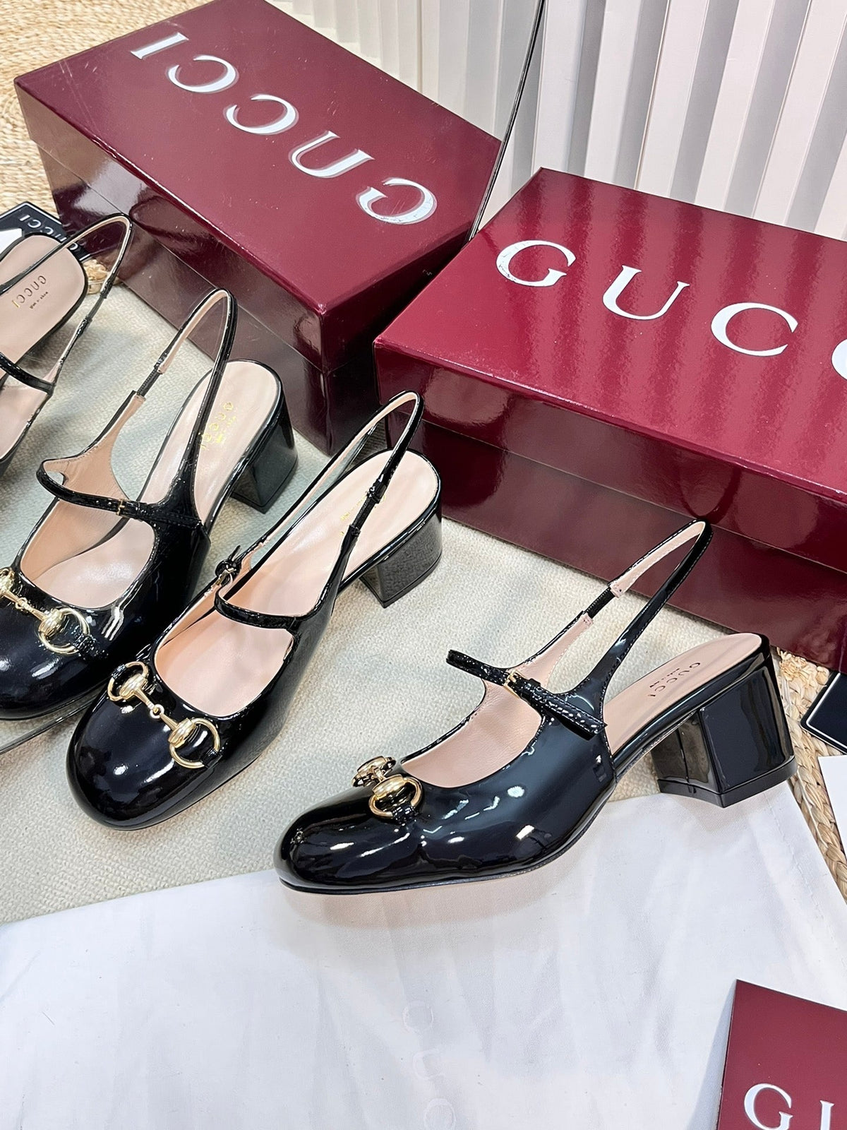 GC Horsebit Slingback 60mm Black Patent Leather 294590