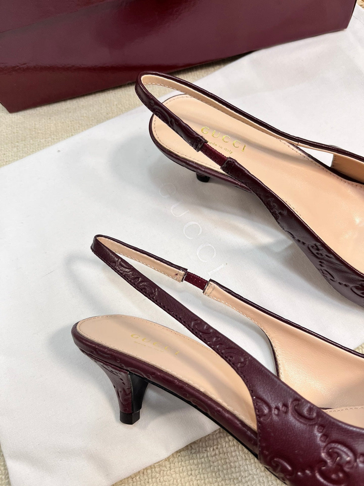 GC Horsebit Slingback Pump 50mm Rosso Ancora red Embossed Sheepskin 294575