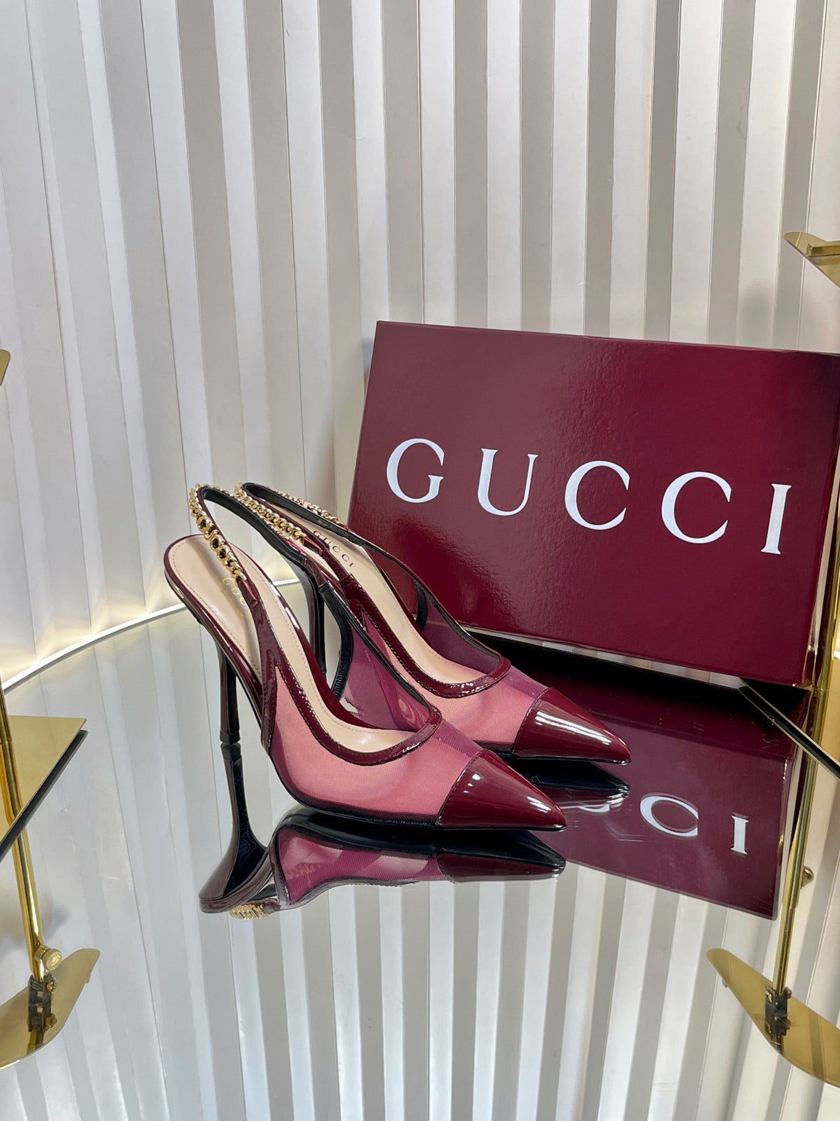 GC Signoria Slingback Pump Rosso Ancora Mesh Sheepskin 294520
