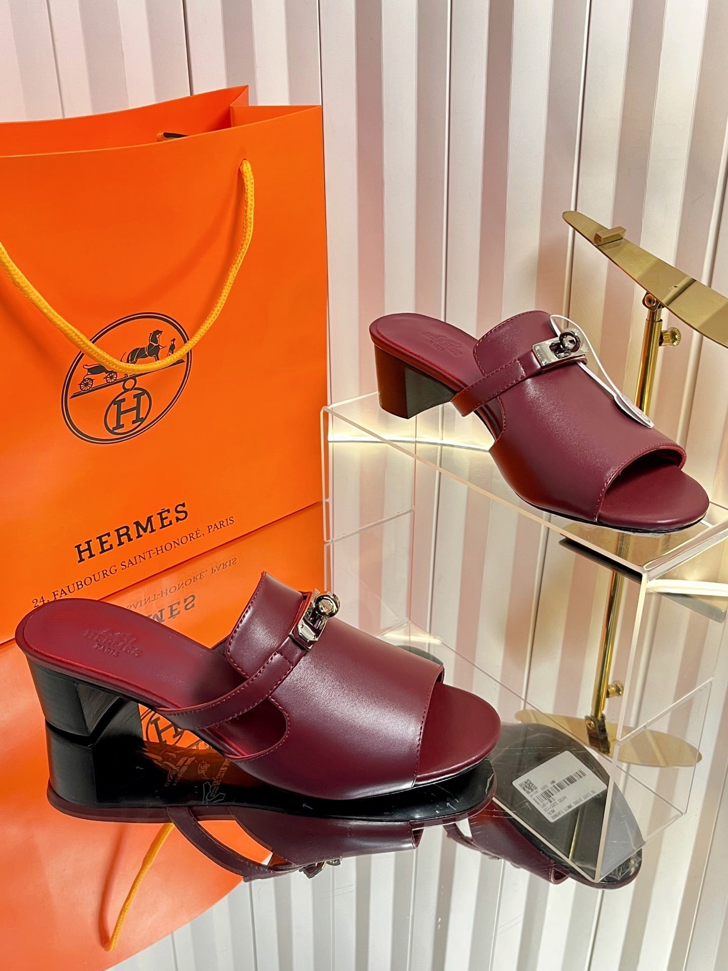 HM Candy Sandal 5cm Burgundy Calfskin 616225