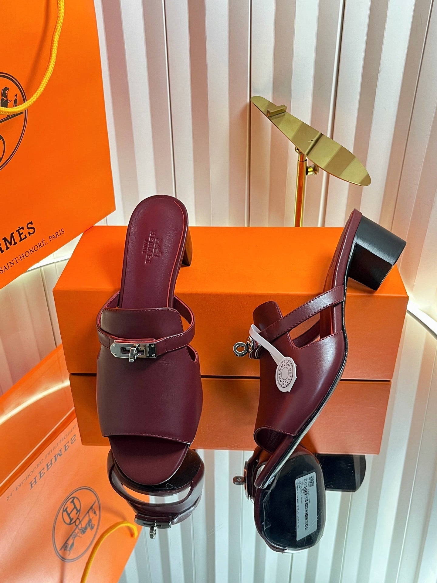HM Candy Sandal 5cm Burgundy Calfskin 616225
