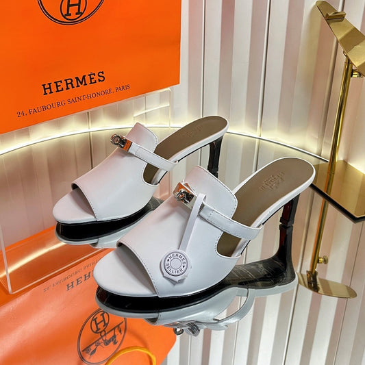 HM Cute Sandal 7cm White Calfskin 616212