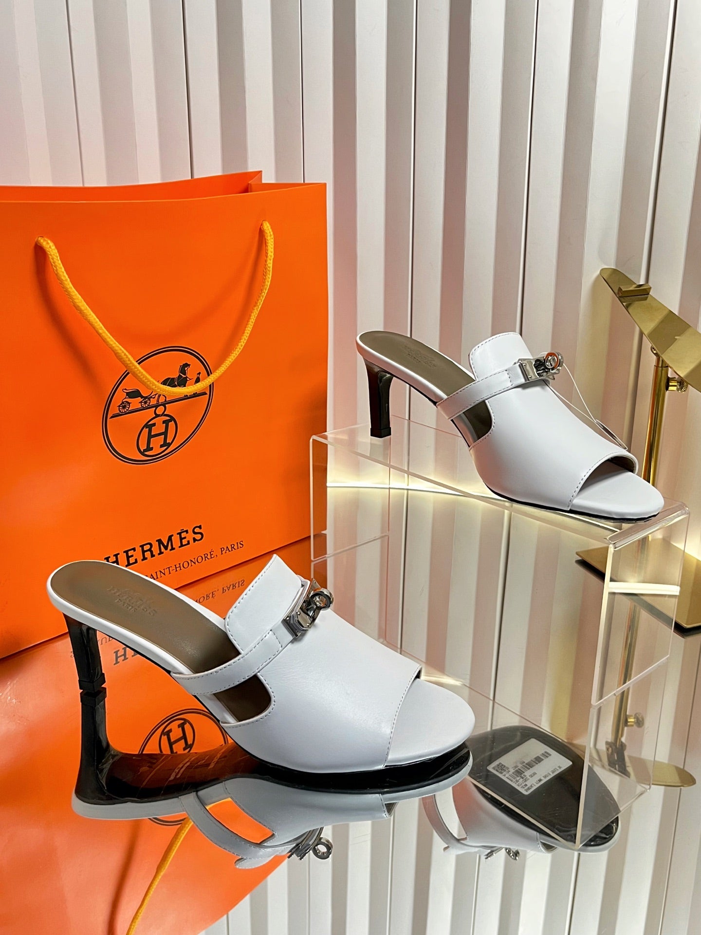 HM Cute Sandal 7cm White Calfskin 616212