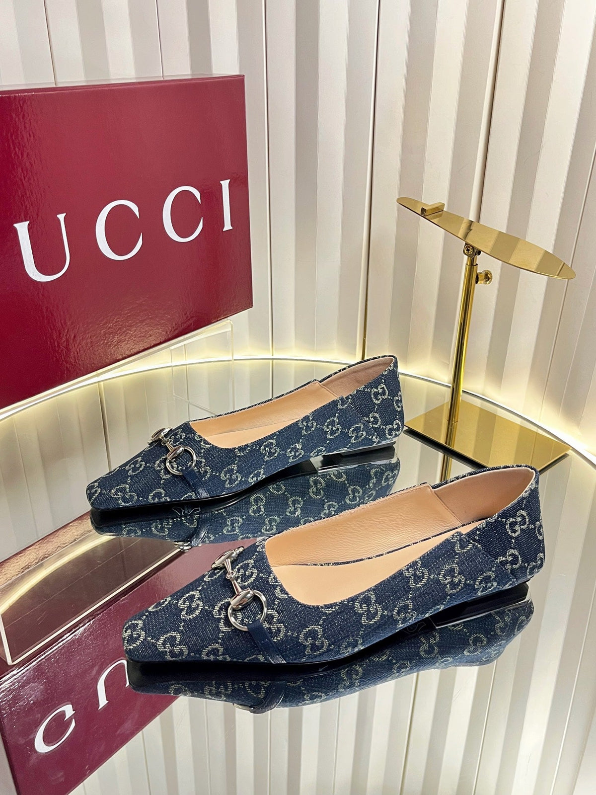 GG 26s Vittoria Ballerina Flats Dark Blue Canvas 768140