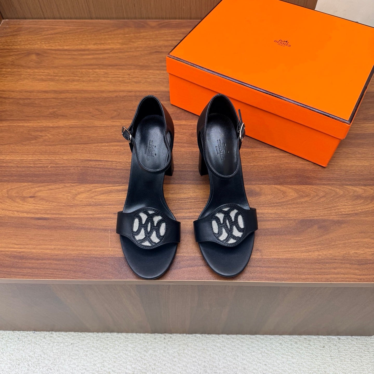 HM 26s Marquise Sandal 85mm In Black Calfskin