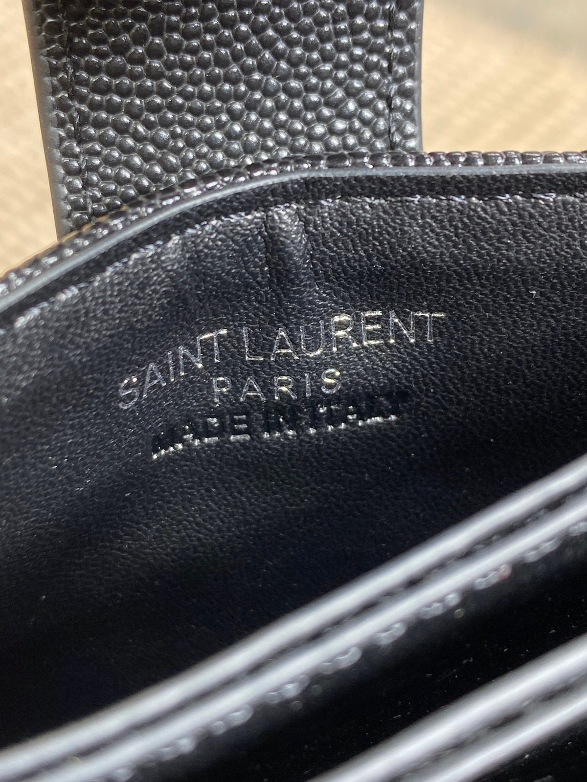 YSL Accordion Card Wallet Black 11cm Caviar Cowhide Sliver HW
