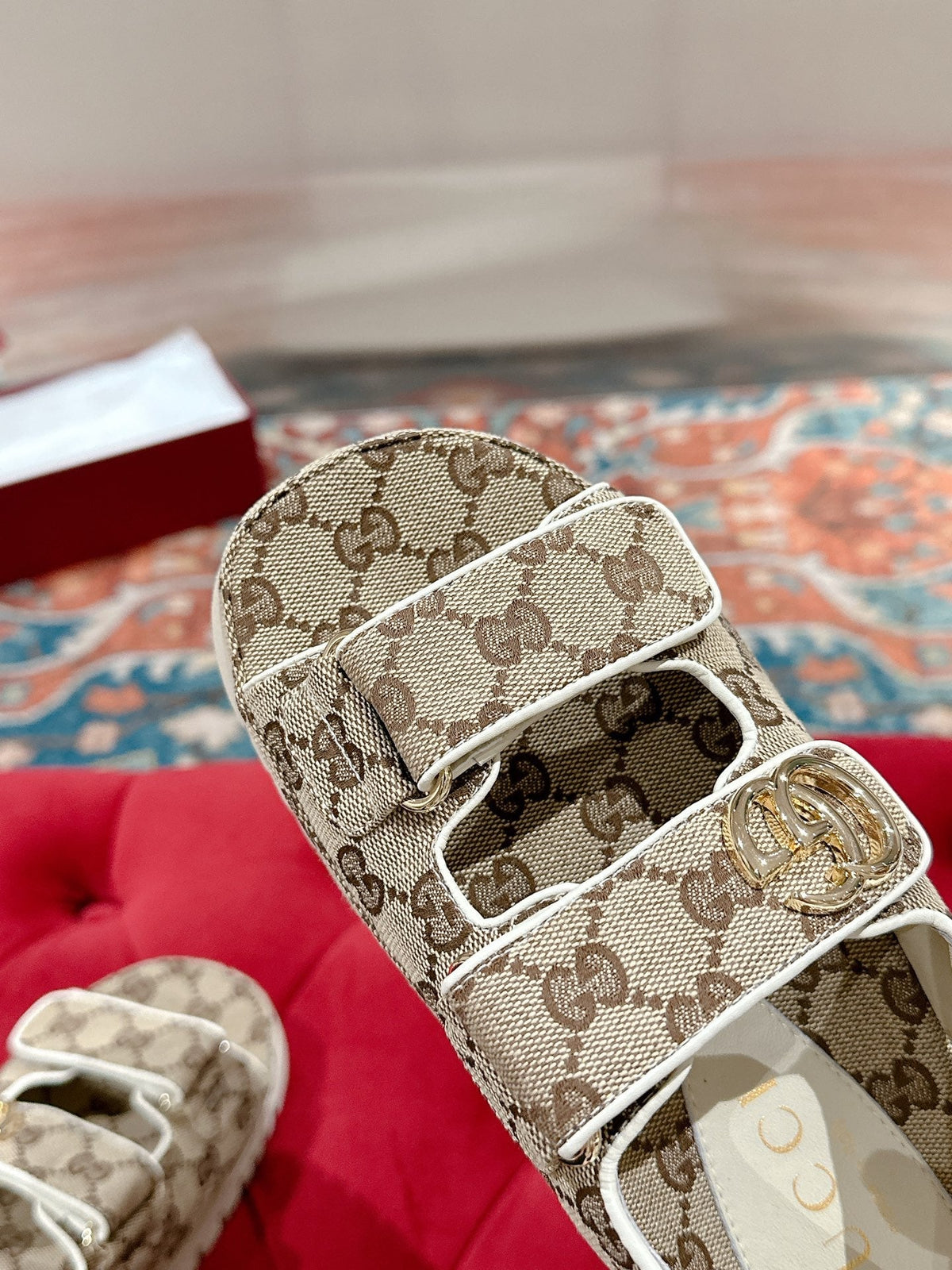 GG 26s Double G sandals Beige Brown Canvas 929386