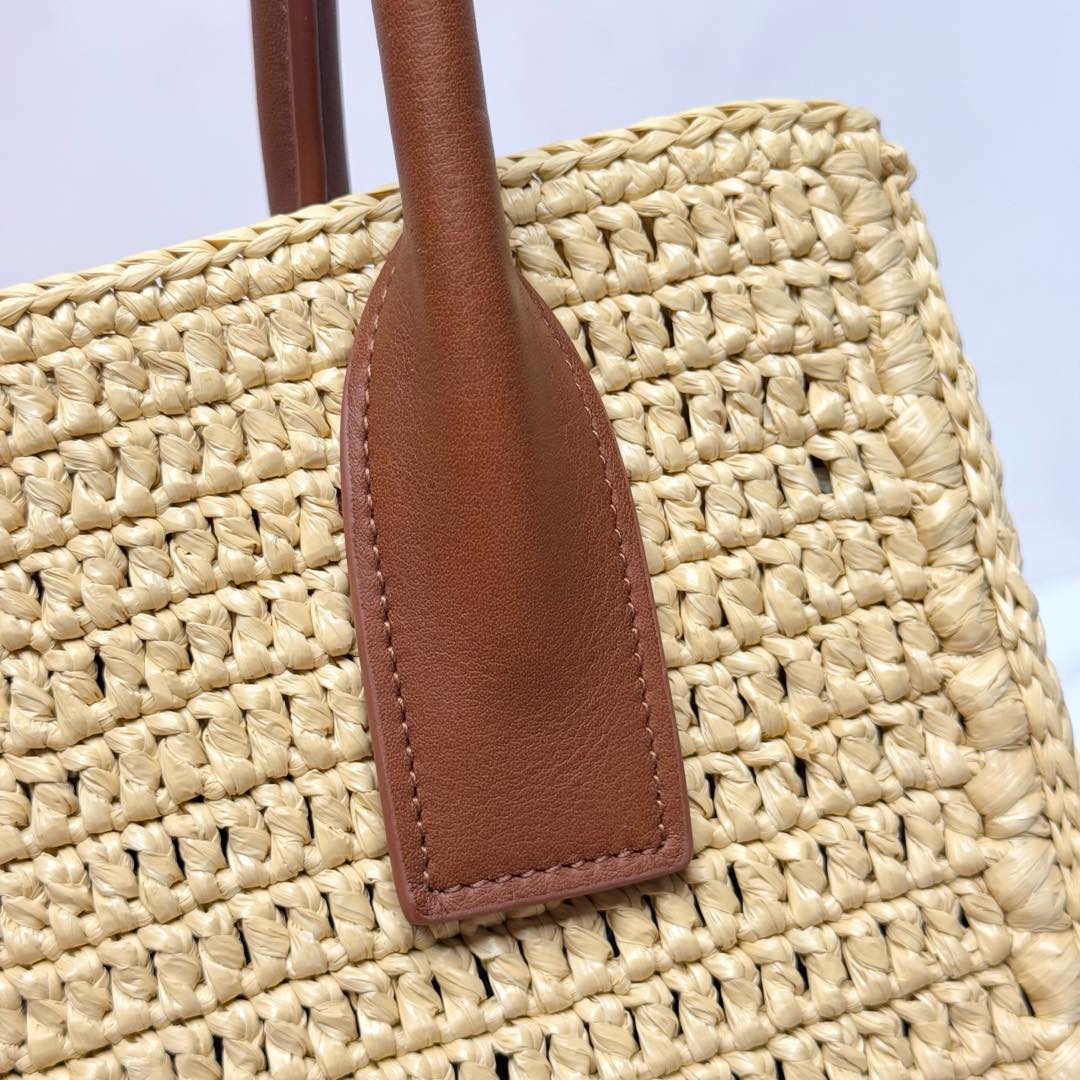YSL Panier Tote Bag 29cm Straw Color in Raffia 285695